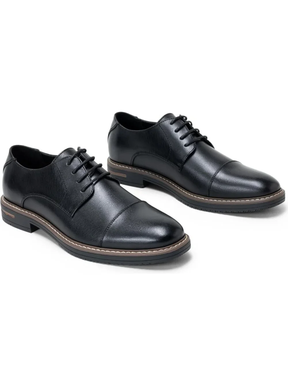 Men's Black Classic Cap Toe Lightweight Formal Oxford Wedding Dress Shoes